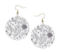 Flowering Herbs And Herbaceous Plants Leather Round Earrings Daily Accessories Working At Work Women'S Fashion