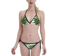Flowering Herbs and Herbaceous Plants Minimalist Women s Bikini Set Quick-Dry Swimwear Adjustable Support & Zero Water Retention Beach Pool Essential Black