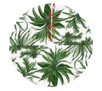 Flowering Herbs And Herbaceous Plants Print Christmas Tree Skirt, Winter Xmas Tree Mat Decorations For Home Party Holiday Decorations