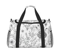 Flowering Herbs and Herbaceous Plants Print Functional Travel Tote Ample Space Travel Bag Foldable Carry On Tote for Weekender