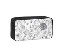 Flowering Herbs and Herbaceous Plants Print Large Pencil Case Big Capacity Pen Case Durable Pencil Box Stationery Bag for Travel Makeup