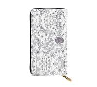 Flowering Herbs and Herbaceous Plants Print Leather Long Clutch Wallet – Fashionable Personalized Wallet, Multiple Card Slots, Gift Ready, Black, One Size