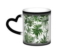 Flowering Herbs and Herbaceous Plants Print Mystical Color Changing Mug, Black to White Thermal Mug for Coffee Tea Home Office
