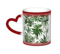 Flowering Herbs and Herbaceous Plants Print Mystical Color Changing Mug, Black to White Thermal Mug for Coffee Tea Home Office