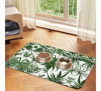 Flowering Herbs and Herbaceous Plants print Pet Food Mat Absorbent Non-Slip PU Leather Feeding Mat for Dogs Cats Pet Bowl Placemat
