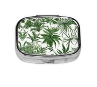 Flowering Herbs and Herbaceous Plants Print Pill Box, 2 Large Compartmensts to Moistureproof Portable Pill Box Organiser for Travel