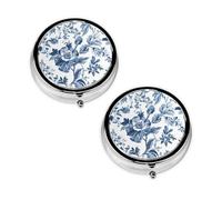 Flowering Herbs and Herbaceous Plants Print Pill Box 3 Compartment Medicine Pill Case,Portable for Pocket Or Purse Pill Organizer Decorative Metal Medicine Vitamin Organizer Unique Gift