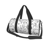 Flowering Herbs and Herbaceous Plants Print Round Duffel Bag, Canvas Overnight Travel Tote Bag, Waterproof and Tear-Resistant.Foldable Weekend Travel Bag