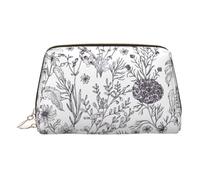 Flowering Herbs and Herbaceous Plants PVC Leather Makeup Bag Cosmetic Pouch Travel Organizer Toiletry Clutch