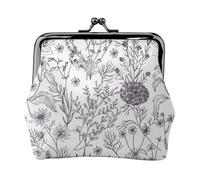 Flowering Herbs and Herbaceous Plants wallets for women,coin purse for women,small womens wallet,suitable for women,stylish and personalized, Black, One Size, Art Deco