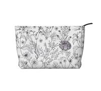 Flowering Herbs and Herbaceous Plants Zipper Closure Corduroy Makeup Bag Multifunctional Organizer 22x7x17cm for Travel Camping Vacation Fitness