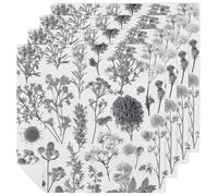 Flowering Herbs Napkins 4 PCS 18.7x18.7 Inch, Durable Polyester Cloth Napkins Decorative Handkerchief for Guests Reusable Washable Dining Napkin for Wedding, Hotel, Home Dining