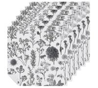 Flowering Herbs Napkins 6 PCS 18.7x18.7 Inch, Durable Polyester Cloth Napkins Decorative Handkerchief for Guests Reusable Washable Dining Napkin for Wedding, Hotel, Home Dining