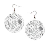 Flowering Herbs Printed Faux Leather Earrings Set For Women, 1 Pair Lightweight Dangle Drop Pierced Earrings Jewelry Gifts For Women