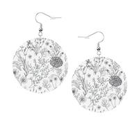 Flowering Herbs Printed Faux Leather Earrings Set For Women, 1 Pair Lightweight Dangle Drop Pierced Earrings Jewelry Gifts For Women