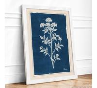 Flowering Plant Study Botanical Framed Wall Art Print A2 (59.4×42cm) White, Wall Decor for Living Room, Bedroom, Office & Home, Ready to Hang, Art Gift
