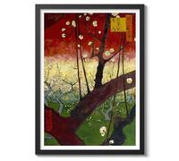 Flowering Plum Orchard Vincent Van Gogh Print, Classic Famous Oil Painting Print, Modern Art Exhibition, Home Decor Wall Art, Archival Matte, A4 (Black Frame) - 29.7x21cm