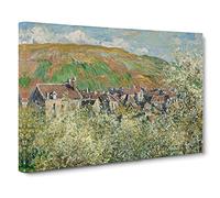 Flowering Plum Trees By Claude Monet Canvas Print | Gallery Wrapped 30mm Frame Wall Art | 30x20 inches | Ready to Hang | Impressionist Landscape Picture | Living Room Bedroom Lounge Office