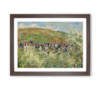 Flowering Plum Trees By Claude Monet Classic Painting Framed Wall Art Print, Ready to Hang Picture for Living Room Bedroom Home Office Décor, Walnut A4 (34 x 25 cm)