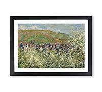 Flowering Plum Trees by Claude Monet Framed Print | A2 Black Framed Wall Art | Ready to Hang | Modern Floral Picture | Living Room Bedroom Lounge Office