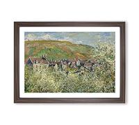 Flowering Plum Trees by Claude Monet Framed Print | A2 Walnut Framed Wall Art | Ready to Hang | Modern Floral Picture | Living Room Bedroom Lounge Office