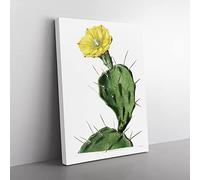 Flowering Prickly Pear Cactus Vintage Canvas Wall Art Print Ready to Hang, Framed Picture for Living Room Bedroom Home Office Décor, 76x50 cm (30x20 Inch)
