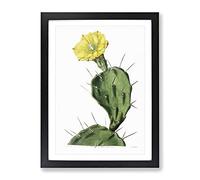 Flowering Prickly Pear Cactus Vintage Framed Wall Art Print, Ready to Hang Picture for Living Room Bedroom Home Office Décor, Black A4 (34 x 25 cm)