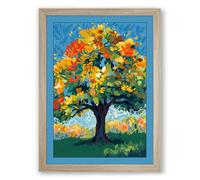 Flowering Tree in Bloom Modern Framed Wall Art Print A3 (42×29.7cm) Oak, Wall Decor for Living Room, Bedroom, Office & Home, Ready to Hang, Art Gift