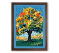 Flowering Tree in Bloom Modern Framed Wall Art Print A4 (29.7×21cm) Walnut, Wall Decor for Living Room, Bedroom, Office & Home, Ready to Hang, Art Gift