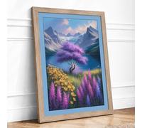 Flowering Tree in the Valley Botanical Framed Wall Art Print A3 (42×29.7cm) Oak, Wall Decor for Living Room, Bedroom, Office & Home, Ready to Hang, Art Gift