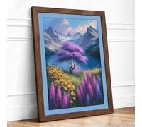 Flowering Tree in the Valley Botanical Framed Wall Art Print A4 (29.7×21cm) Walnut, Wall Decor for Living Room, Bedroom, Office & Home, Ready to Hang, Art Gift