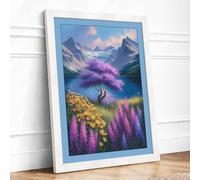 Flowering Tree in the Valley Botanical Framed Wall Art Print A4 (29.7×21cm) White, Wall Decor for Living Room, Bedroom, Office & Home, Ready to Hang, Art Gift