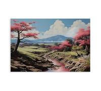Flowering Trees And Stream Poster Canvas Poster Bedroom Decor Landscape Office Room Decor Gift 20x30inch(50x75cm)