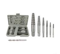 Floweringbeter 12-Piece Broken Screw Extractor Set, Bearing Steel Reverse Thread Drill Bit Kit for 4-22mm Bolts with Case For Repair(#1)