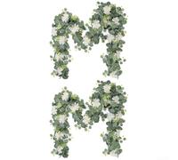 Floweringbeter 2Pcs White Artificial Dahlias Silk Fake Flowers Arch 12Ft For Spring Summer Mother's Day Fake Flower Bulk Home Kitchen Decor Wedding Decorations