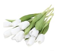 Floweringbeter Artificial Silk Tulip Flower On Single Stem For Elegant Home Decor For Wedding Venues And Studio Photography Use(White)