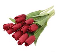 Floweringbeter Artificial Silk Tulip Flower On Single Stem For Elegant Home Decor For Wedding Venues And Studio Photography Use(Wine Red)