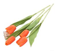 Floweringbeter Artificial Silk Tulip Flower On Single Stem For Elegant Home Decor For Wedding Venues And Studio Photography Use(Orange)