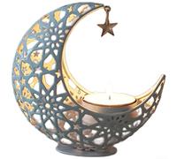 Floweringbeter Artistic Iron Moon Candle Holder For Aromatherapy Burning With Hollow Design And European Style Interior Decoration Purpose(Moon White)