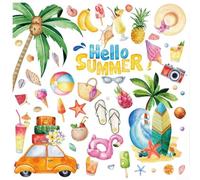 Floweringbeter Beach Paradise Window Clings 4 Sheets PVC Static Decals With Coconut Trees Palm Leaves For Glass Doors