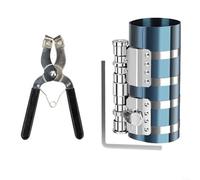 Floweringbeter Blue Piston Ring Installer Pliers Compression Tool, Maintenance Clamp Carbon Steel, for Auto Repair Single Cylinder Compressors(6)