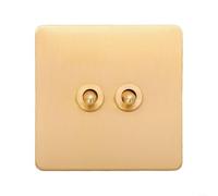 Floweringbeter Brass Lever Switch 86 Type Wall Light Control Panel Single/Double Pole Toggle Switch With Metallic Gold Finish(2 Gang)