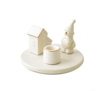Floweringbeter Candle Holder With Pottery Snow Houses And Reindeer Design For Creating Festive And Inviting Atmosphere(Snow candlestick)