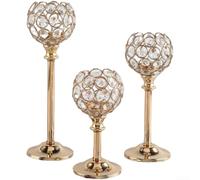 Floweringbeter Electroplated Candlestick Set Built For FOR CRYSTAL Compatibility And FOR MINI Scaling In Wedding Planning, Hotel Design, And Residential Lighting(Gold)
