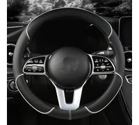 Floweringbeter Embossed Diamond Check Pattern PU Leather Steering Wheel Cover Designed For Secure Grip And Protection On Standard Size Wheels(Black and White)