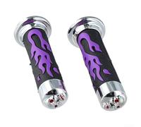 Floweringbeter Flame Skull Throttle Grips Compatible With 7/8 Inch 22mm Motorcycle Handlebars Soft Rubber For Temperature Resistant Operation