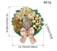 Floweringbeter LED Christmas Wreath with Festive Red Bow and Greenery for Indoor Outdoor Door Window Decoration Creating Warm Seasonal Ambience at Home(D-40cm)