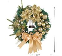 Floweringbeter LED Christmas Wreath with Festive Red Bow and Greenery for Indoor Outdoor Door Window Decoration Creating Warm Seasonal Ambience at Home(J-40cm)
