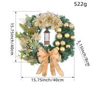 Floweringbeter LED Christmas Wreath with Festive Red Bow and Greenery for Indoor Outdoor Door Window Decoration Creating Warm Seasonal Ambience at Home(H-40cm)