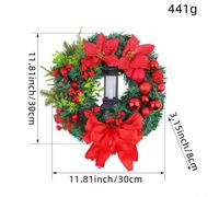 Floweringbeter LED Christmas Wreath with Festive Red Bow and Greenery for Indoor Outdoor Door Window Decoration Creating Warm Seasonal Ambience at Home(E-30cm)